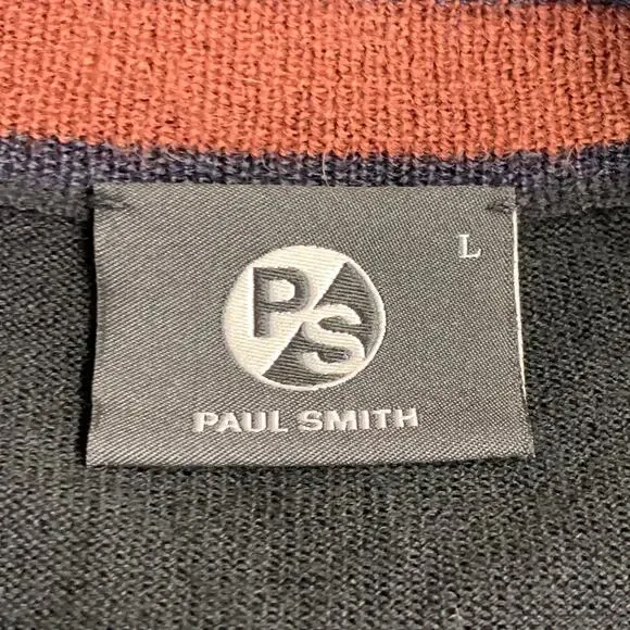 PS by PAUL SMITH Size L Black Burgundy Contrast Trim Crew Neck Pullover